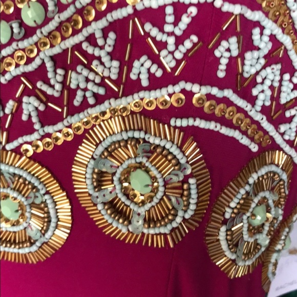 Rachel Allan Fuchsia and Gold Embellished Prom Dress - Picture 5 of 12